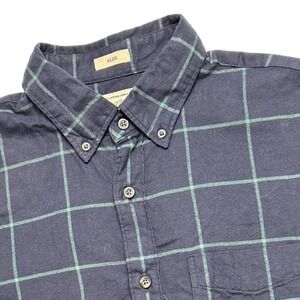 J.Crew Mens Button Down Shirt Navy Green Plaid Slim Fit Size M Preppy Casual